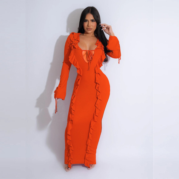 Tie up slim fit dress