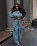 Women's casual loose fitting denim set