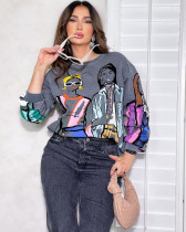 Thin velvet printed casual sportswear Thin velvet printed casual sportswear