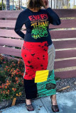 Printed letter long dress
