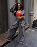 Women's casual loose fitting denim set