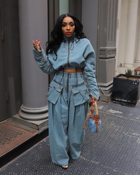 Women's casual loose fitting denim set