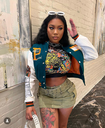 Thickened Korean velvet positioning, offset printing, embroidered jacket, baseball jacket