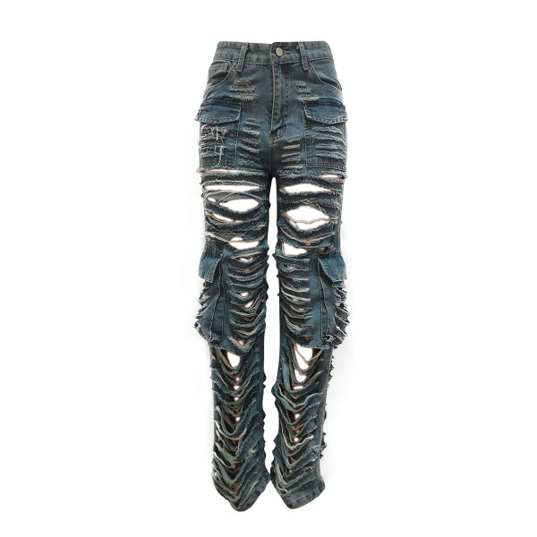 Perforated washing work bag jeans