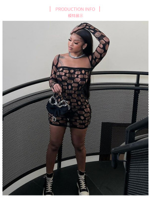 Hollow Knitted One Shoulder High Waist Tight Wrapped Hip Dress