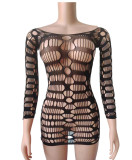 Hollow Knitted One Shoulder High Waist Tight Wrapped Hip Dress