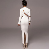 Sexy Hollow Back Split Long sleeved Dress