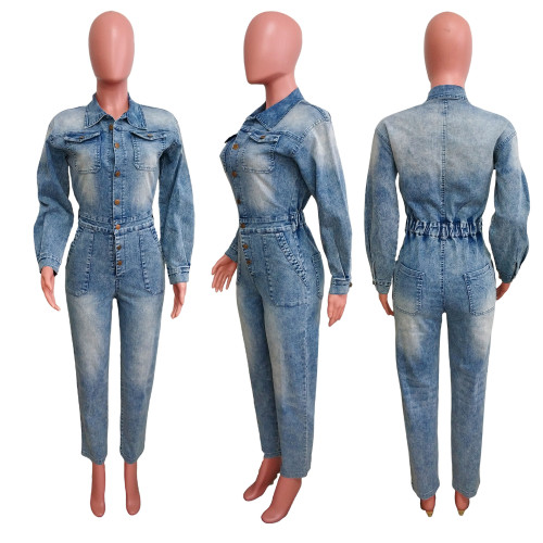 Sexy and fashionable denim jumpsuit
