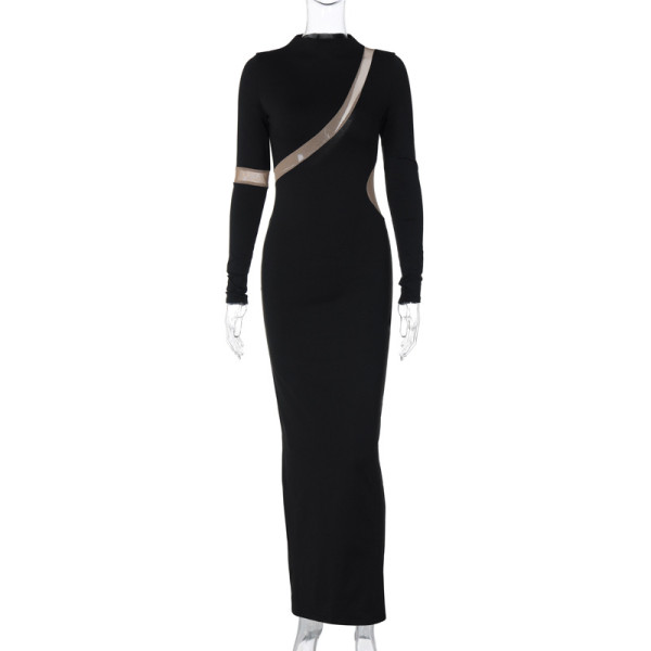 Sexy Hollow Back Split Long sleeved Dress