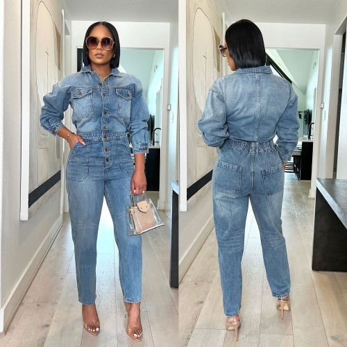 Sexy and fashionable denim jumpsuit