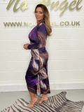 V-neck fashionable printed slim fit long sleeved hip wrap dress