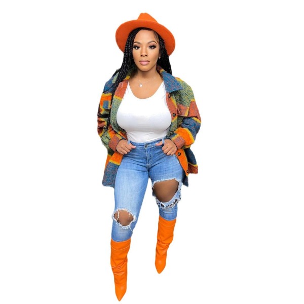 Women's printed single breasted casual jacket