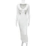 V-neck long sleeved dress