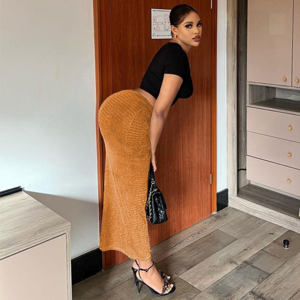 Sexy slim fit drape wrap hip skirt