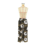 Camo printed workwear style straight leg pants