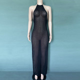 Women's sexy backless slit dress