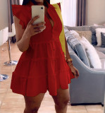Sleeveless wooden ear edge dress