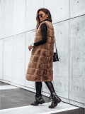 Round neck fur vest long vest jacket