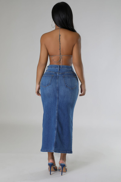 Split skirt denim skirt