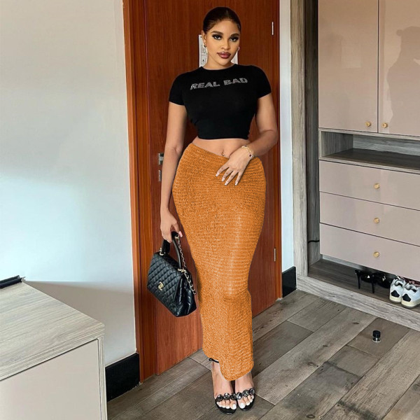Sexy slim fit drape wrap hip skirt