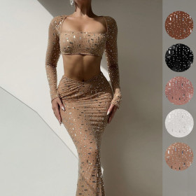 Hot Diamond Top Half Skirt Dress Set