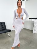 V-neck long sleeved dress