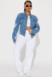 Distressed denim jacket