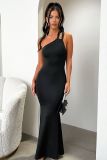 Single Shoulder Strap Open Backpack Hip Slim Fit Long Dress