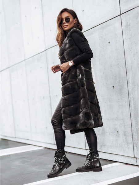 Round neck fur vest long vest jacket