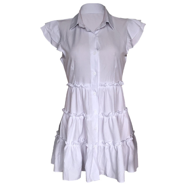 Sleeveless wooden ear edge dress
