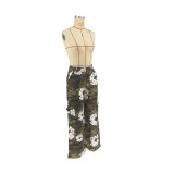 Camo printed workwear style straight leg pants