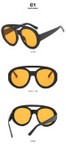 Double beam contrasting color oversized sunglasses