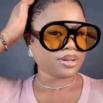 Double beam contrasting color oversized sunglasses