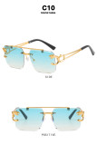 Leopard frameless cut edge sunglasses