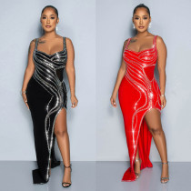 Sexy Hot Diamond Sleeveless Wrapped Hip Split Tight Elastic Dress Sexy Hot Diamond Sleeveless Wrapped Hip Split Tight Elastic Dress