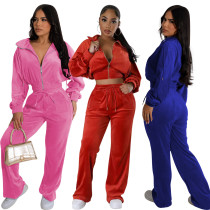 Fashionable non toppling cardigan open waist two-piece set