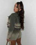 Gradient denim shorts set