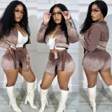 Gradient denim shorts set