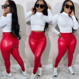 Fashionable leggings, women's slim fit, sexy PU leather pants
