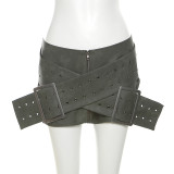 High waisted, hip wrapped, leg length skirt