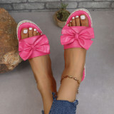 Hemp rope bottom, bow tie, thick sole, raised one foot, slippers