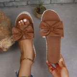 Hemp rope bottom, bow tie, thick sole, raised one foot, slippers