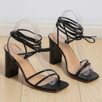 Sexy square toe strappy slim heel high heels, crossed strappy sandals