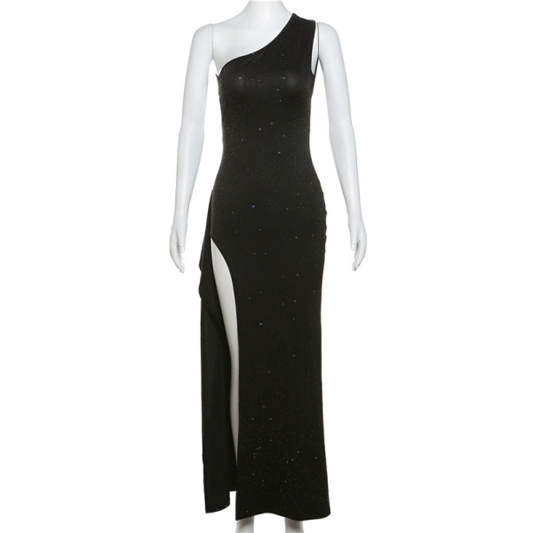 Women's sexy backless fashion split leg long slim fitting dress