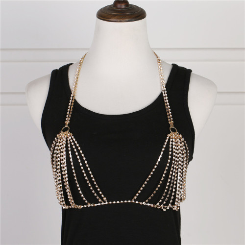 Personalized multi-layer rhinestone bikini chest chain and body chain