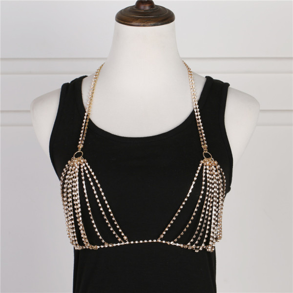 Personalized multi-layer rhinestone bikini chest chain and body chain
