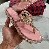 Full leather flat bottomed flip flops both inside and outside