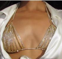 Personalized multi-layer rhinestone bikini chest chain and body chain