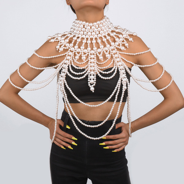 Retro exaggerated heavy industry pearl shawl