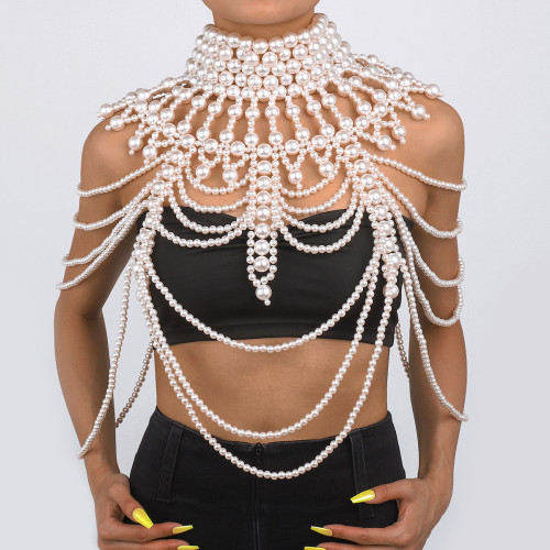Retro exaggerated heavy industry pearl shawl